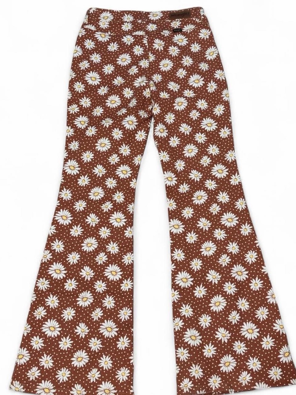 Wrangler Brown Daisy Print Flare Jeans with White & Yellow Floral 2x32 EUC High - Picture 8 of 8
